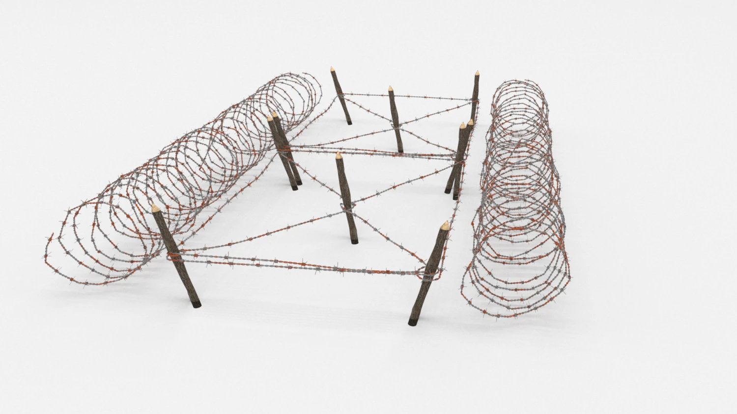 barb wire obstacle 22 3D Model .c4d .max .obj .3ds .fbx .stl .blend 