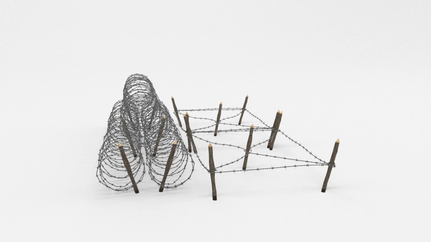 barb wire obstacle 23 3D Model .c4d .max .obj .3ds .fbx .stl .blend 