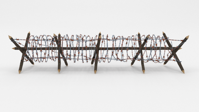 low poly barb wire obstacle 12 Model 3D .c4d .max .obj .3ds .fbx .stl .blend 