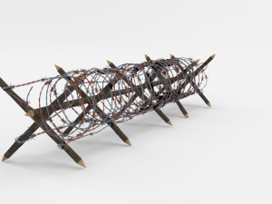 low poly barb wire obstacle 12 Model 3D