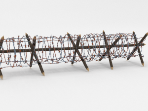 low poly barb wire obstacle 12 Model 3D