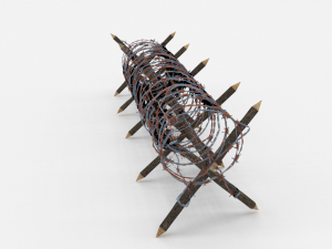 low poly barb wire obstacle 12 Model 3D