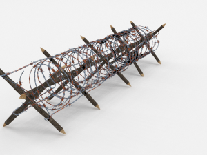 low poly barb wire obstacle 12 Model 3D