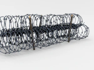 low poly barb wire obstacle 13 3D Model