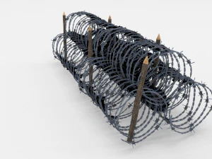 low poly barb wire obstacle 13 3D Model