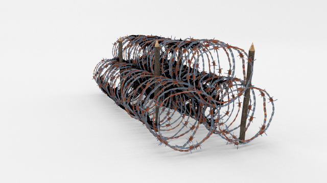 low poly barb wire obstacle 14 3D Model .c4d .max .obj .3ds .fbx .stl .blend 