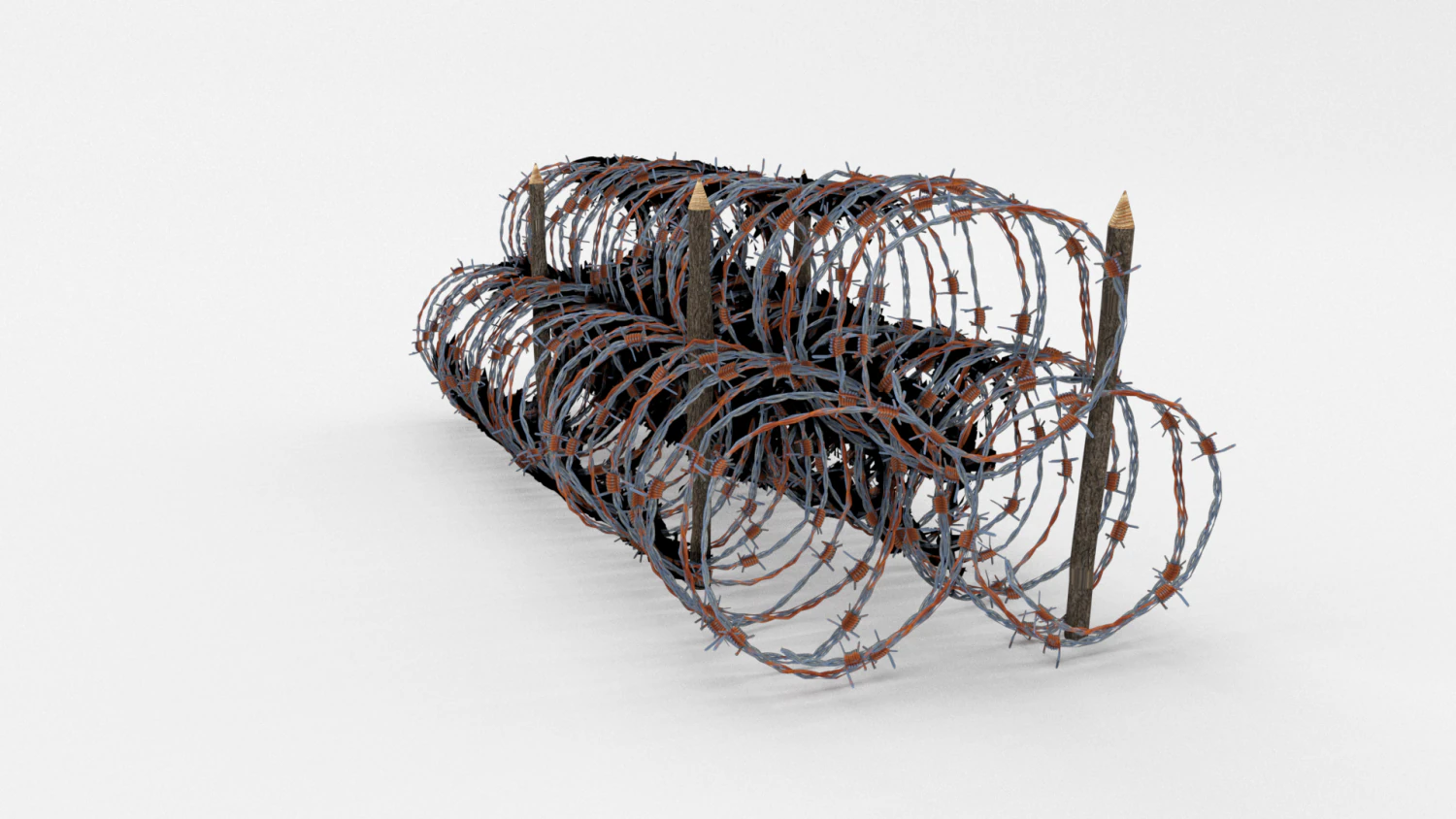 low poly barb wire obstacle 14 3D Model .c4d .max .obj .3ds .fbx .stl .blend