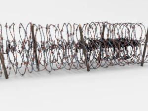 low poly barb wire obstacle 14 3D Model