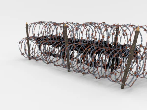 low poly barb wire obstacle 14 3D Model