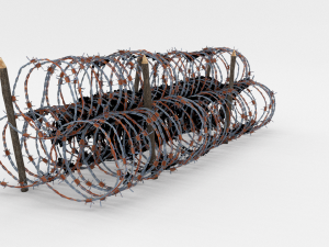 low poly barb wire obstacle 14 3D Model