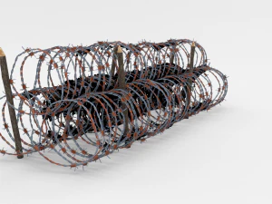 low poly barb wire obstacle 14 3D Model