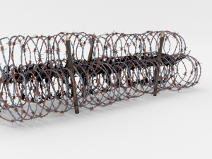 low poly barb wire obstacle 14 3D Model