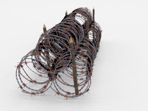 low poly barb wire obstacle 14 3D Model