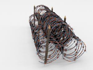 low poly barb wire obstacle 14 3D Model