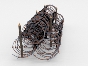 low poly barb wire obstacle 14 3D Model