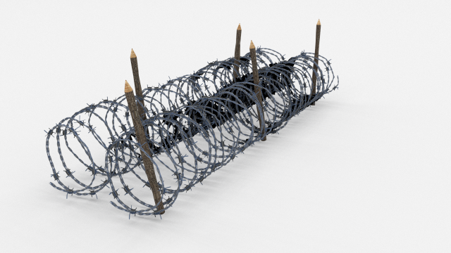 low poly barb wire obstacle 15 3D Model .c4d .max .obj .3ds .fbx .stl .blend 