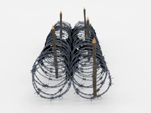 low poly barb wire obstacle 15 3D Model