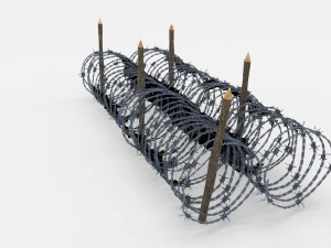 low poly barb wire obstacle 15 3D Model