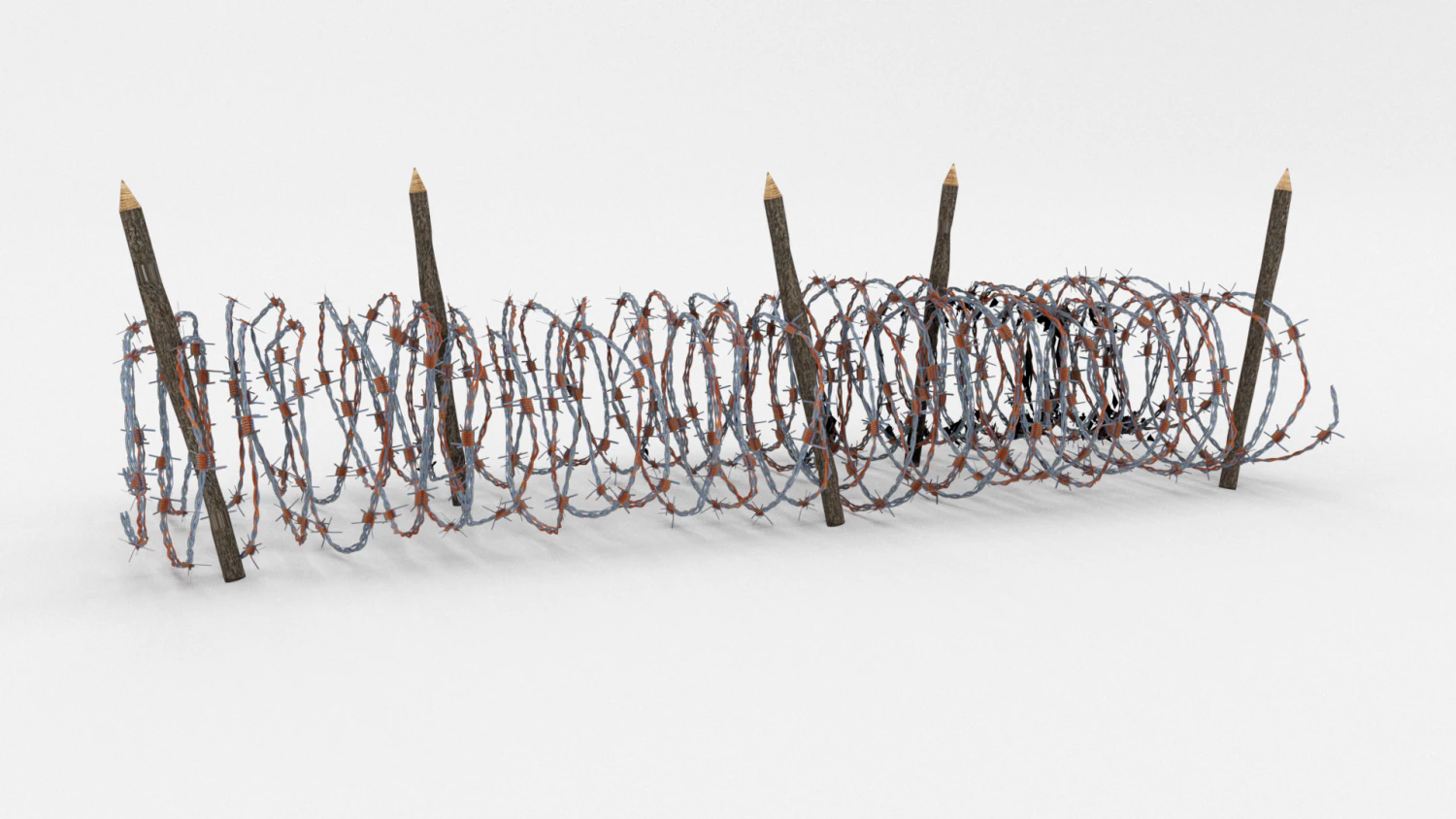 low poly barb wire obstacle 16 3D Model .c4d .max .obj .3ds .fbx .stl .blend