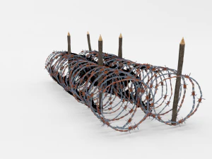 low poly barb wire obstacle 16 3D Model