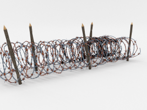 low poly barb wire obstacle 16 3D 모델