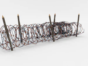 low poly barb wire obstacle 16 3D Model