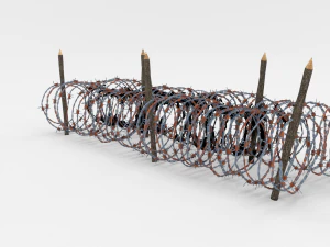 low poly barb wire obstacle 16 3D Model
