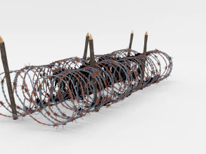 low poly barb wire obstacle 16 3D Model