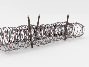 low poly barb wire obstacle 16 3D Model
