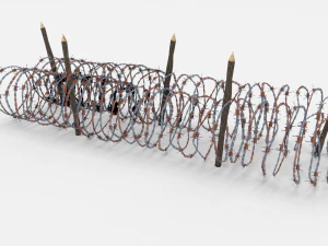low poly barb wire obstacle 16 3D Model