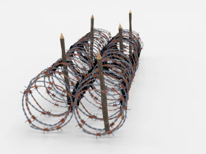 low poly barb wire obstacle 16 3D Model