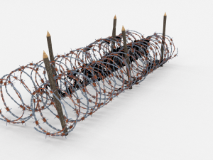 low poly barb wire obstacle 16 3D 모델