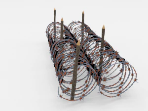 low poly barb wire obstacle 16 3D Model