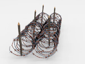 low poly barb wire obstacle 16 3D Model
