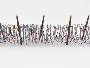 low poly barb wire obstacle 16 3D Model