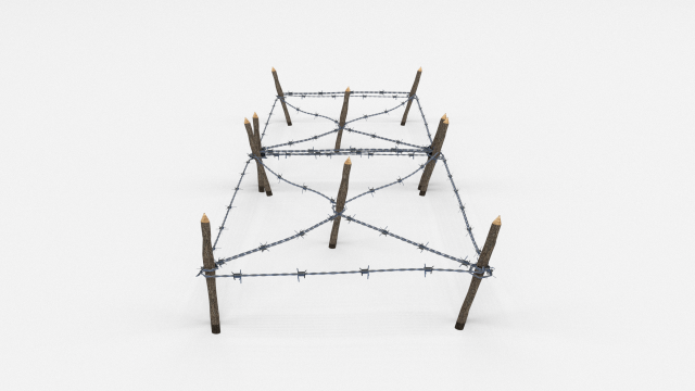 low poly barb wire obstacle 17 3D Модель .c4d .max .obj .3ds .fbx .stl .blend 
