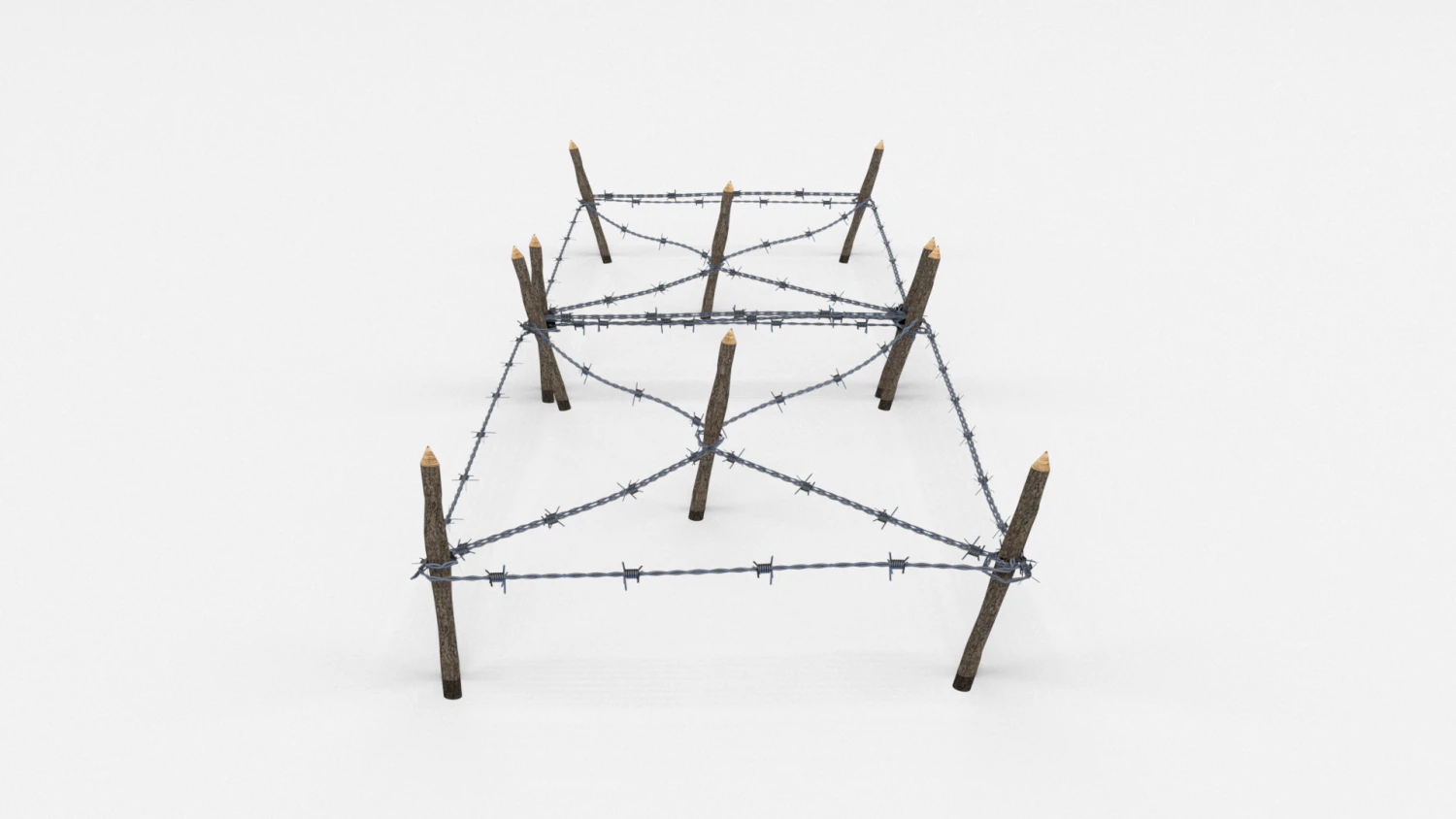 low poly barb wire obstacle 17 3D Model .c4d .max .obj .3ds .fbx .stl .blend 