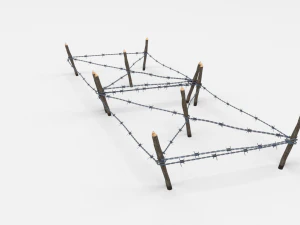 low poly barb wire obstacle 17 3D Model