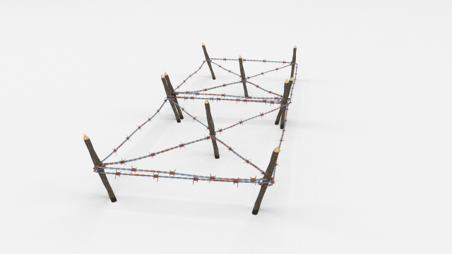 low poly barb wire obstacle 18 3D Model .c4d .max .obj .3ds .fbx .stl .blend 