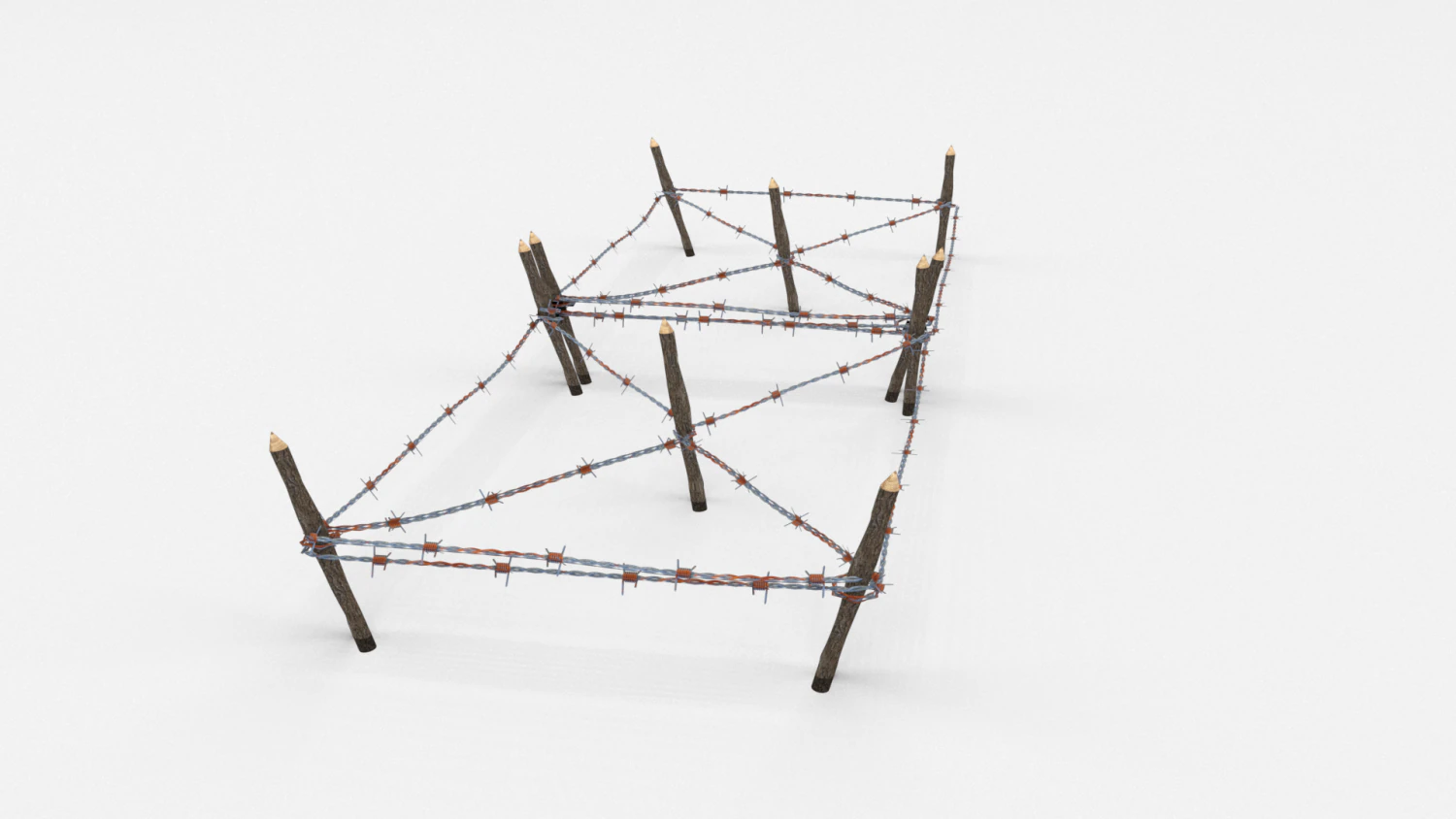 low poly barb wire obstacle 18 3D Model .c4d .max .obj .3ds .fbx .stl .blend