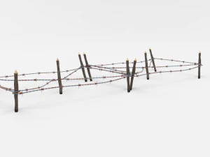 low poly barb wire obstacle 18 3D Model
