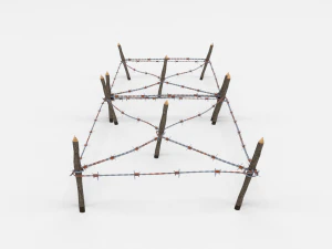 low poly barb wire obstacle 18 3D Model
