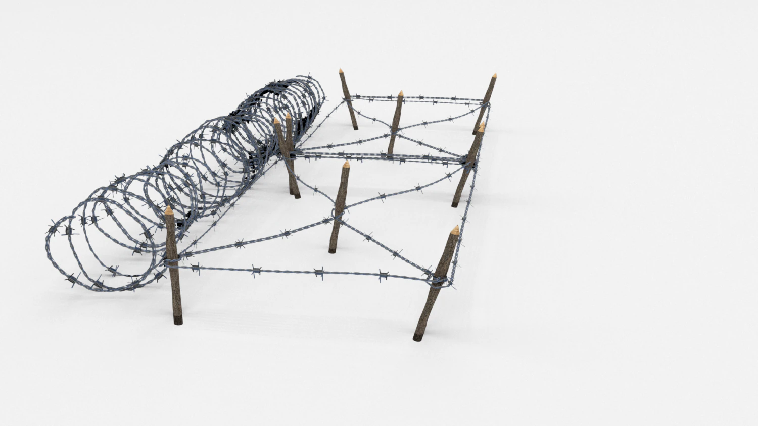 low poly barb wire obstacle 19 3D Model .c4d .max .obj .3ds .fbx .stl .blend 