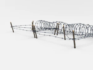 low poly barb wire obstacle 19 3D Model