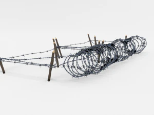low poly barb wire obstacle 19 3D Model