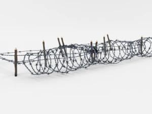low poly barb wire obstacle 19 3D Model