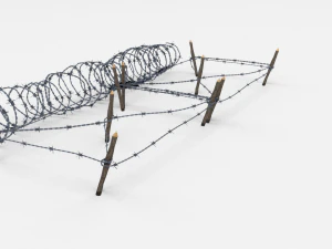 low poly barb wire obstacle 19 3D Model