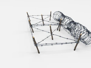 low poly barb wire obstacle 19 3D Model