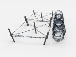 low poly barb wire obstacle 19 3D Model