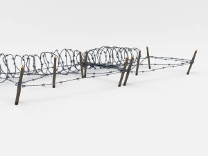 low poly barb wire obstacle 19 3D Model